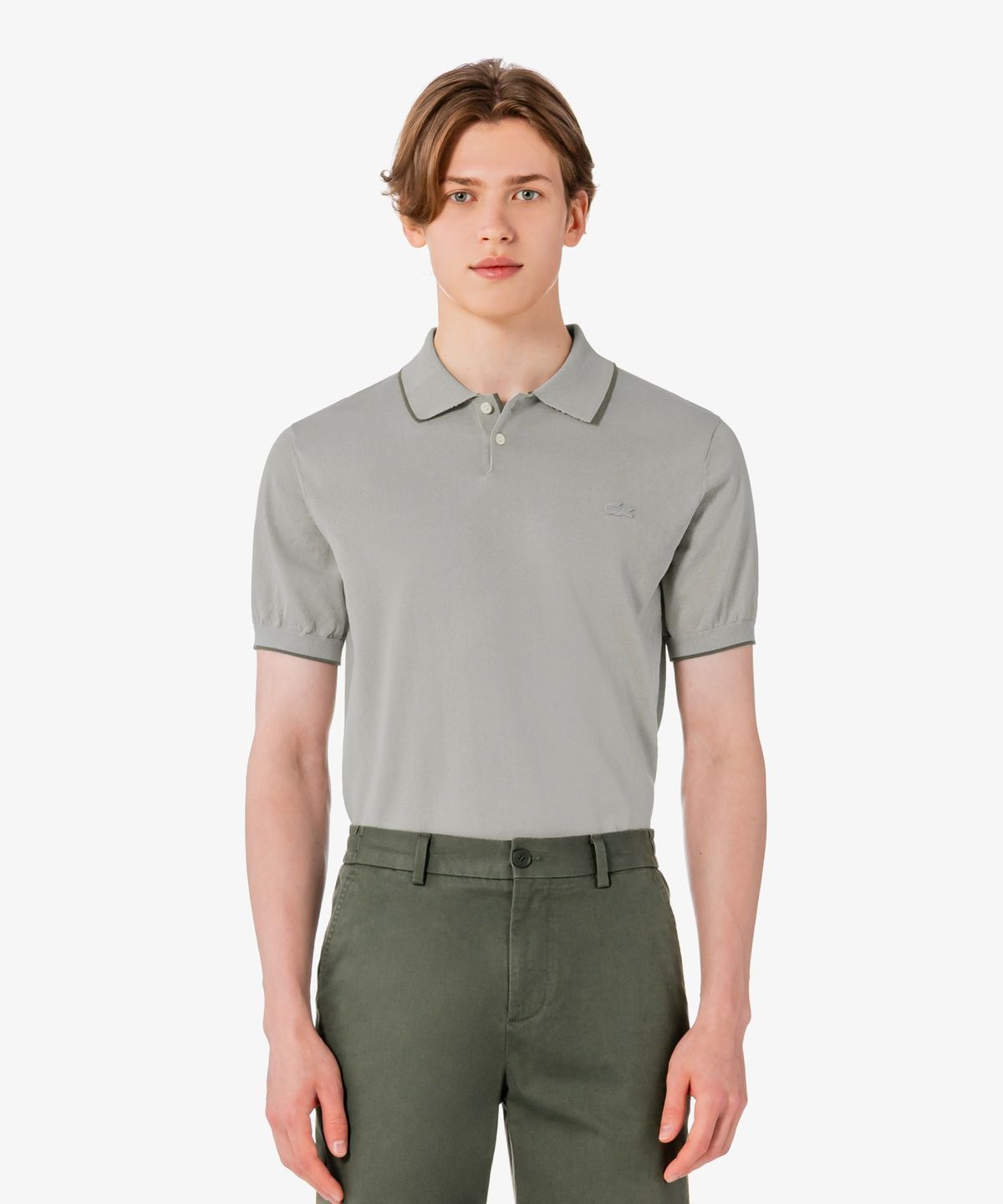 라코스테(LACOSTE) 남성 팁핑 페이퍼 반팔 스웨터 폴로 셔츠 PH744E-56G CCA