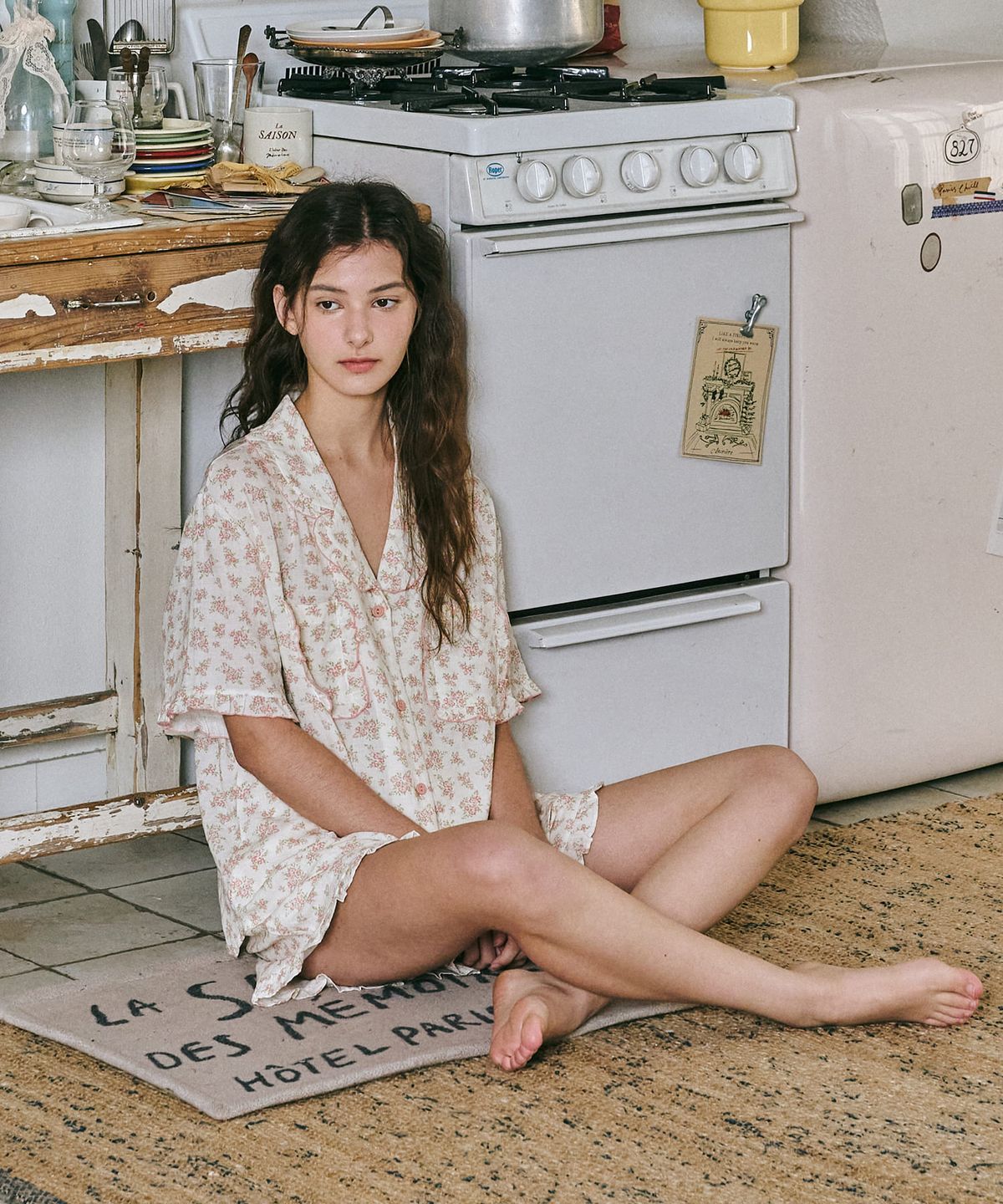 울랄라파자마(ULLALA PAJAMAS) 블리스 반팔 여성페어 크림 (32수)