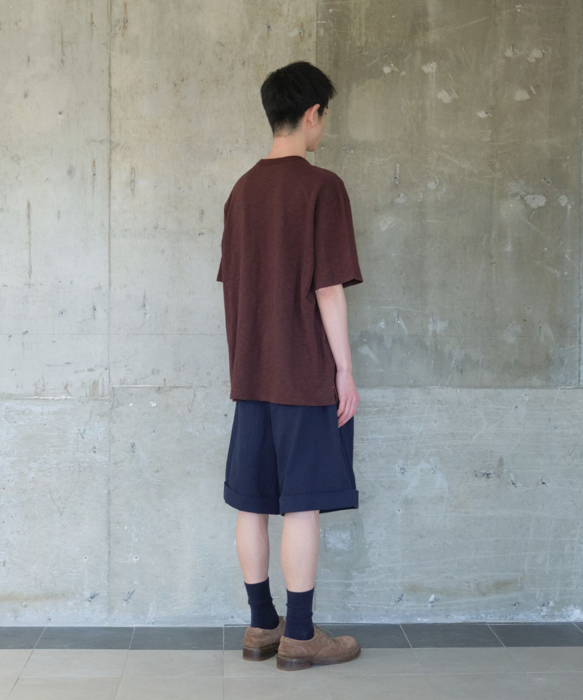 홀리선(HORLISUN) Dimple Seersucker Wide Half Pants Navy