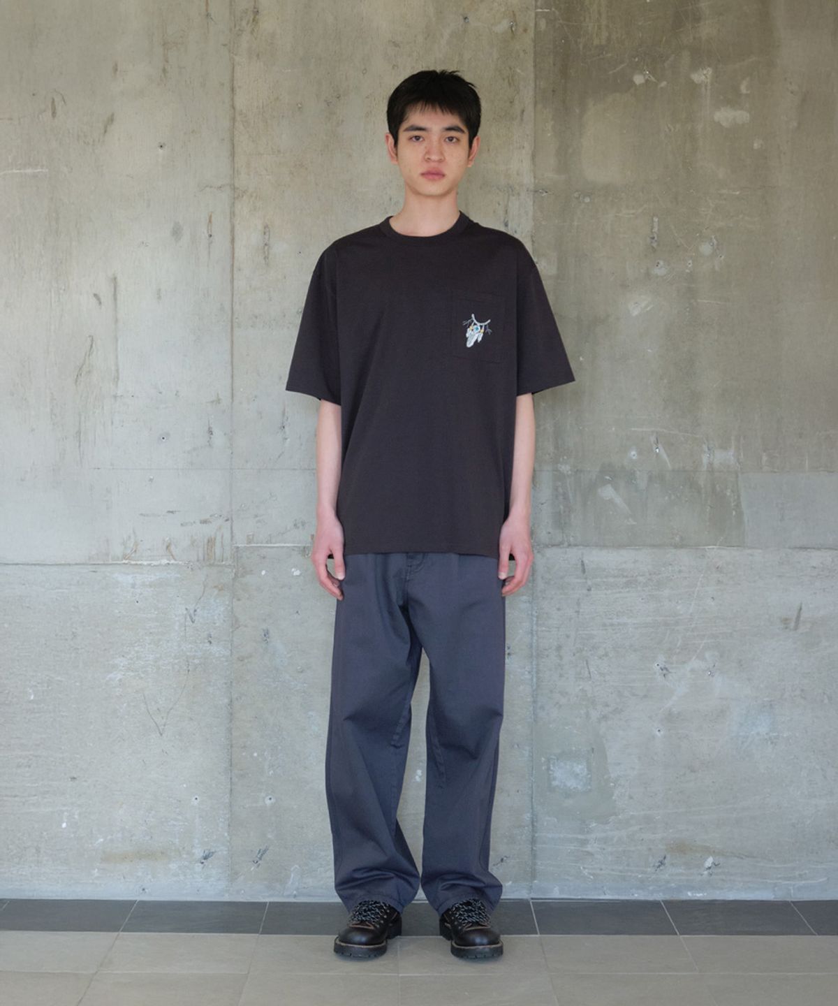 홀리선(HORLISUN) Lawrence Short Embroidery T-shirt - Eagle talon & Feather Black