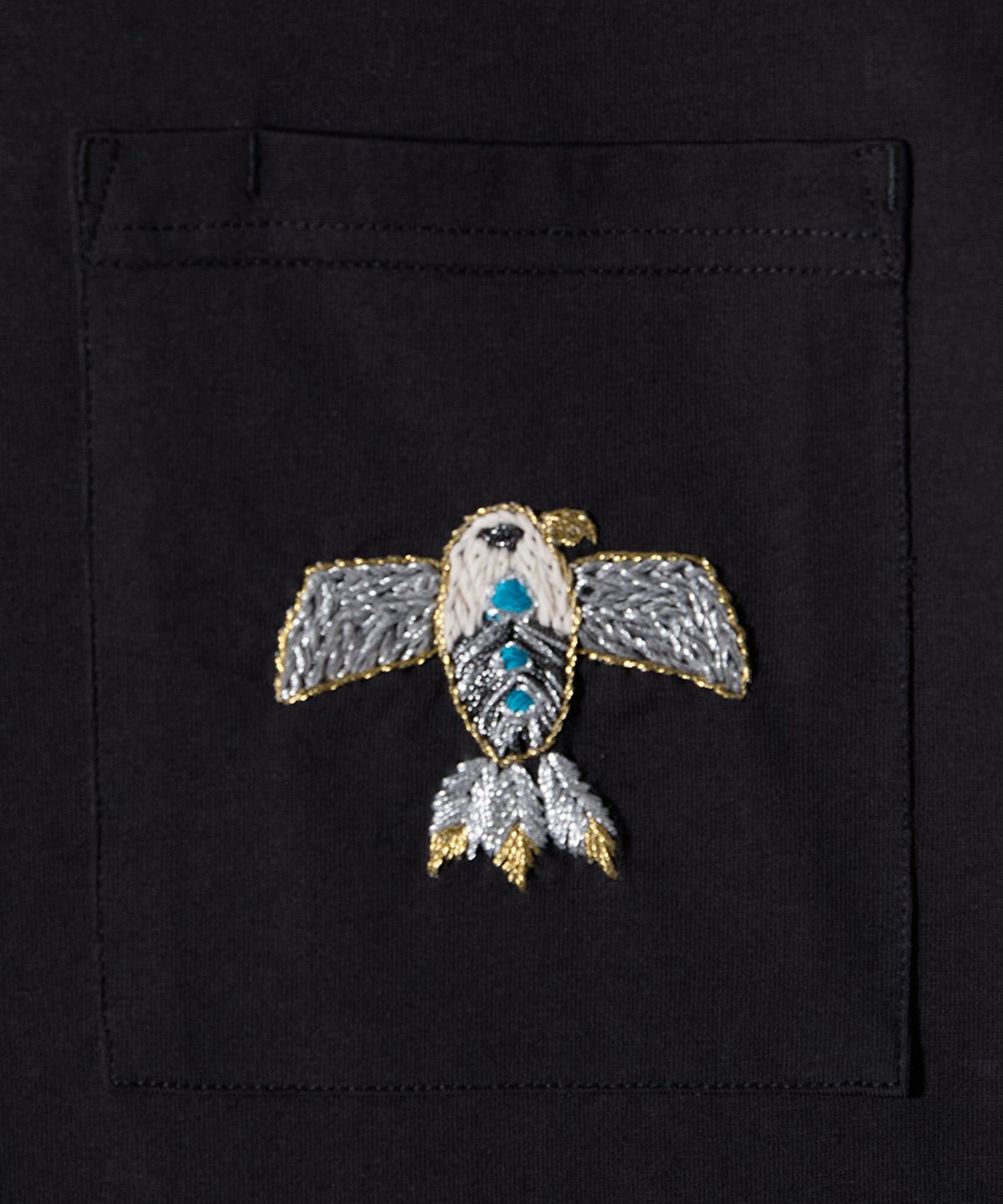홀리선(HORLISUN) Lawrence Short Embroidery T-shirt - Thunderbird Black
