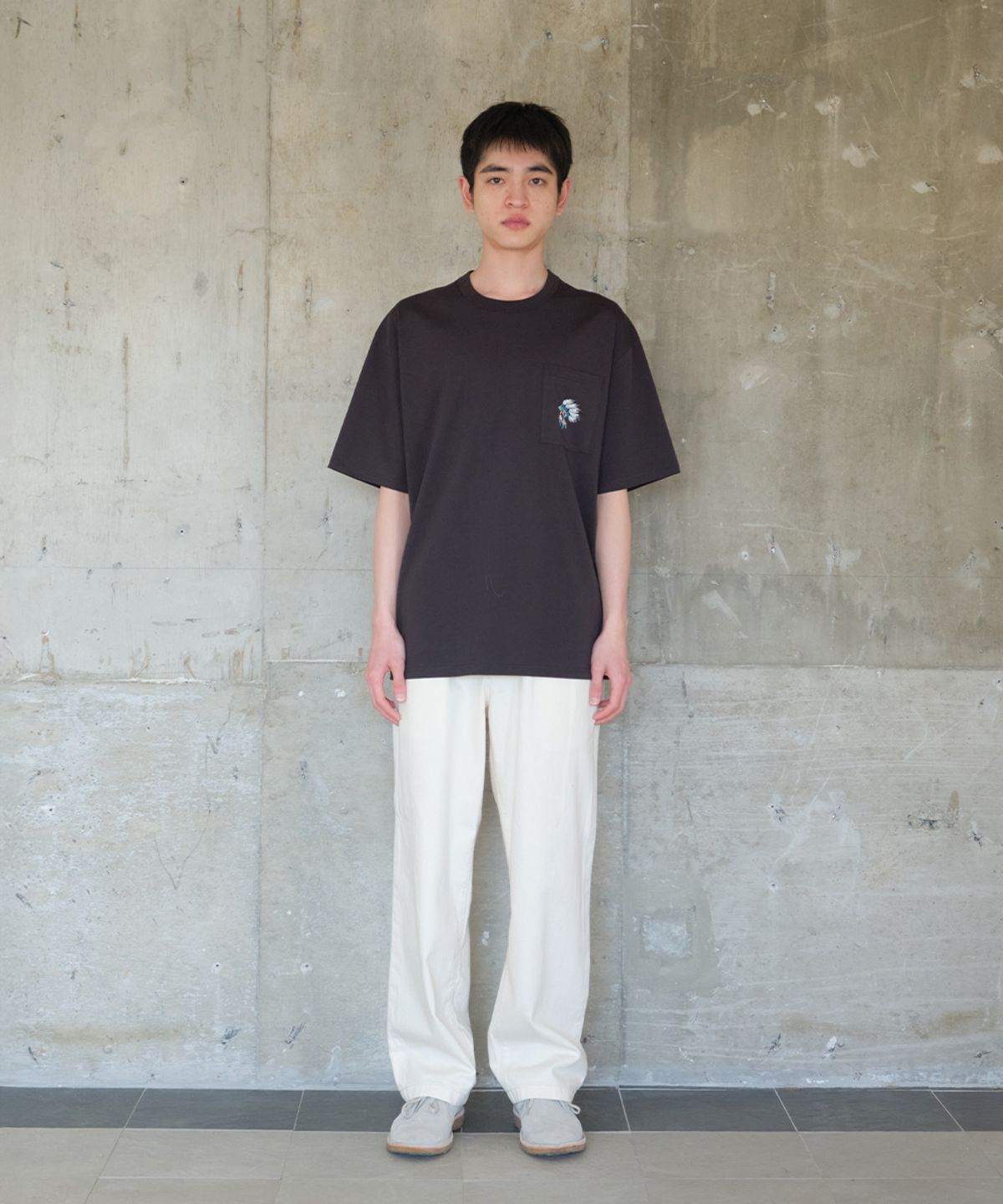 홀리선(HORLISUN) Lawrence Short Embroidery T-shirt - Native American Black