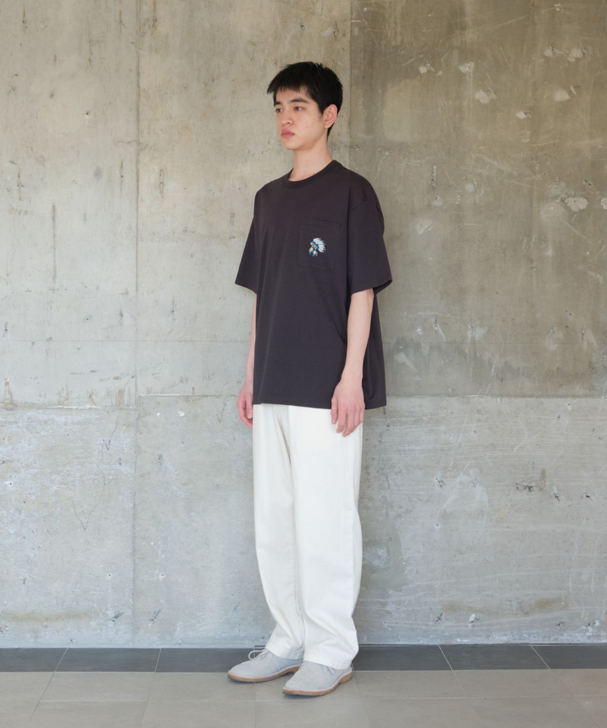 홀리선(HORLISUN) Lawrence Short Embroidery T-shirt - Native American Black