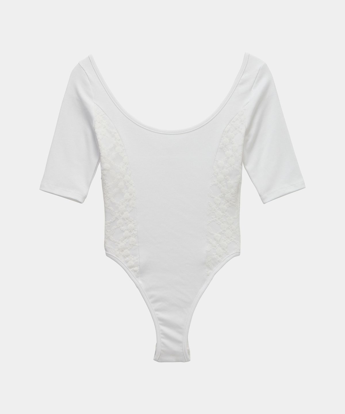 에트오소메(ETRE AU SOMMET) Bust Line Lace Bodysuit (White)