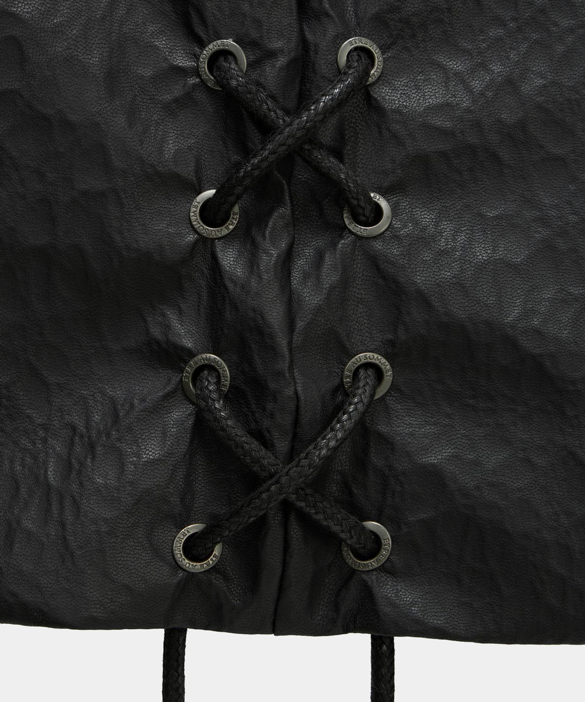 에트오소메(ETRE AU SOMMET) Corset Panel Leather One-Piece (Black)