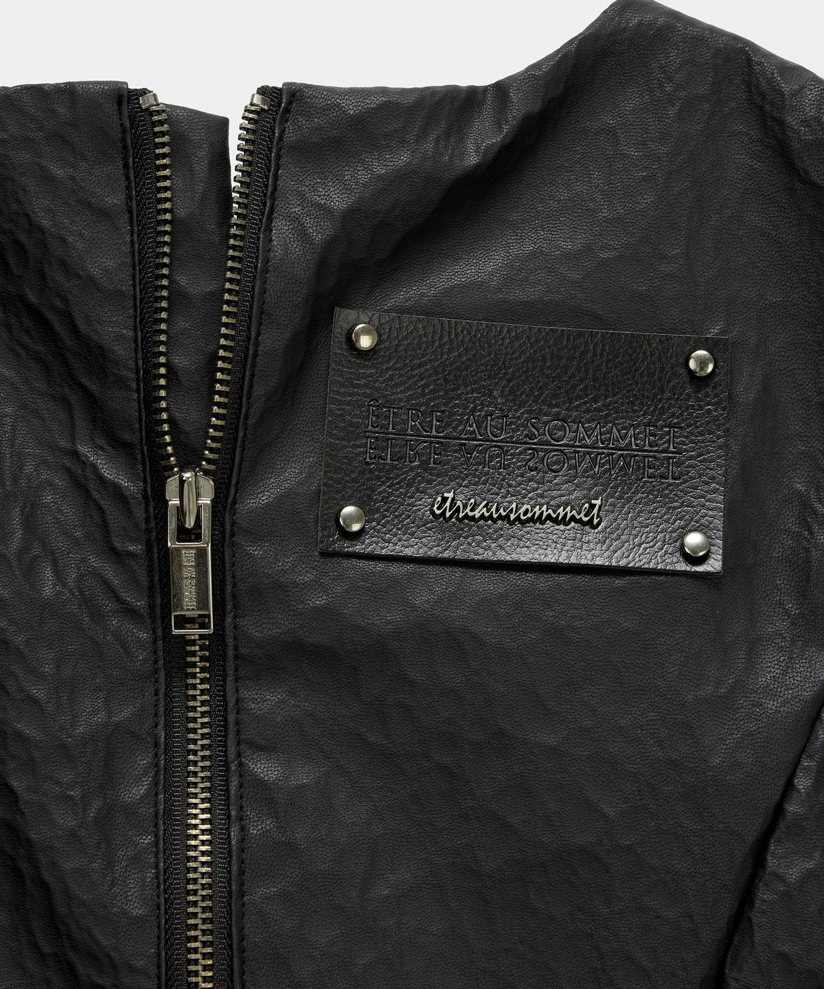 에트오소메(ETRE AU SOMMET) Corset Panel Leather One-Piece (Black)