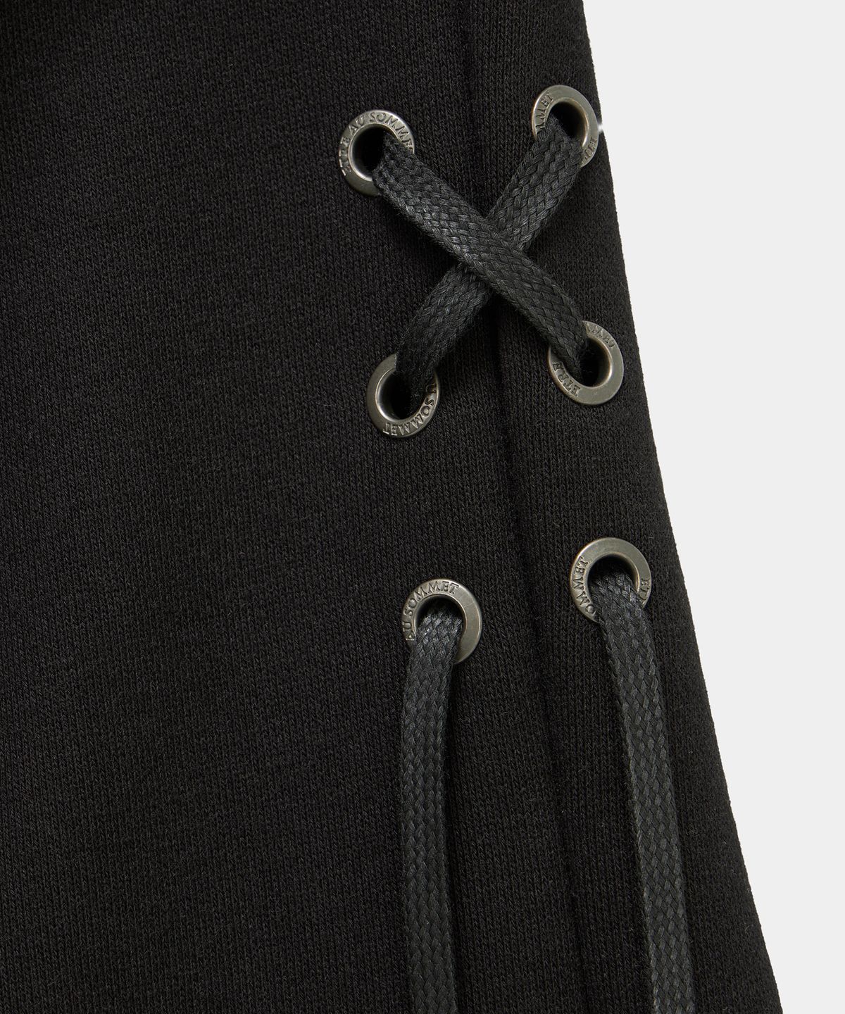 에트오소메(ETRE AU SOMMET) Lace Zipper Layer Bootcut Pants (Black)