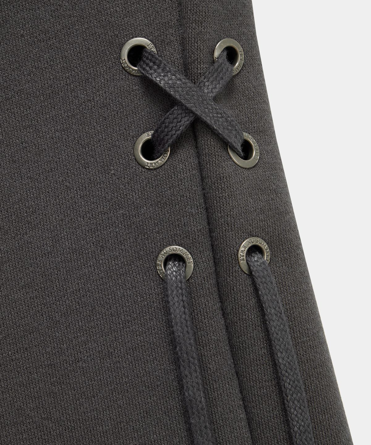 에트오소메(ETRE AU SOMMET) Lace Zipper Layer Bootcut Pants (Dark Gray)