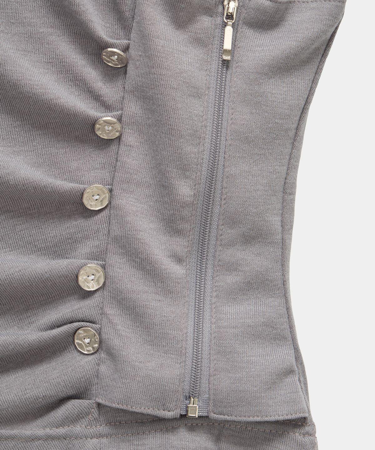 에트오소메(ETRE AU SOMMET) Drape Pintuck Zipper Roll-Up Short Top (Gray)