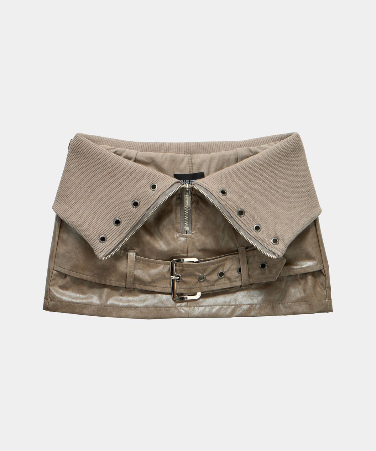 에트오소메(ETRE AU SOMMET) Front Zipper Belt Leather Skirt Pants (Moca)