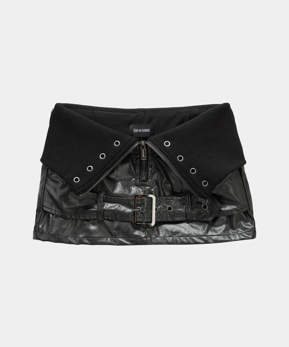 에트오소메(ETRE AU SOMMET) Front Zipper Belt Leather Skirt Pants (Black)
