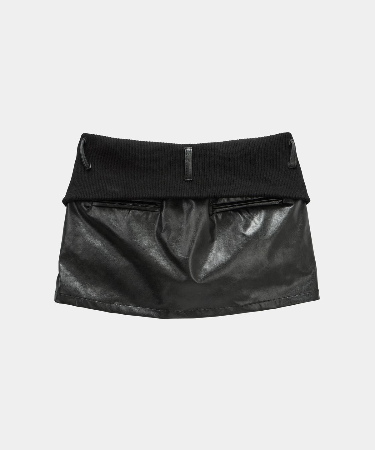 에트오소메(ETRE AU SOMMET) Front Zipper Belt Leather Skirt Pants (Black)