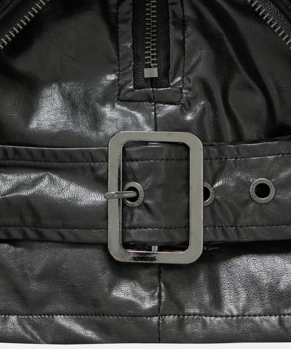 에트오소메(ETRE AU SOMMET) Front Zipper Belt Leather Skirt Pants (Black)