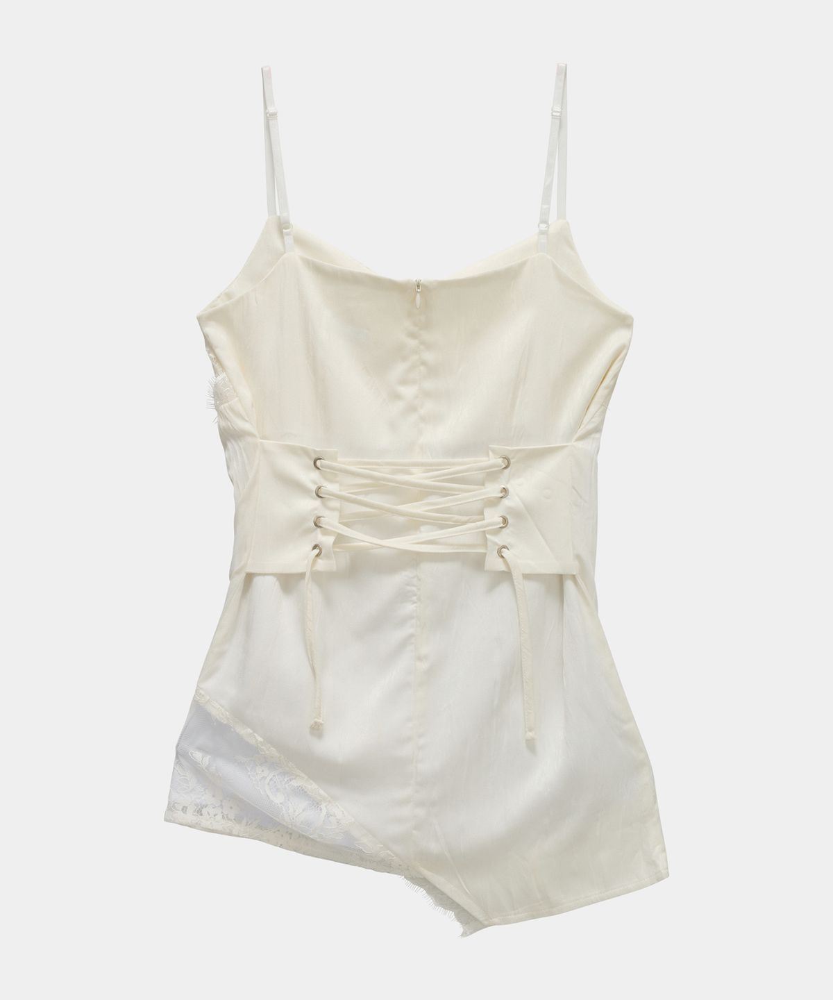 에트오소메(ETRE AU SOMMET) Double Layer Lace Back Corset Slip (Ivory)