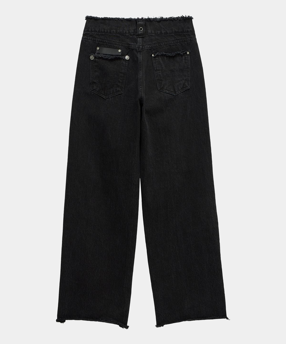 에트오소메(ETRE AU SOMMET) Wide Front Damage Denim Pants (Black)