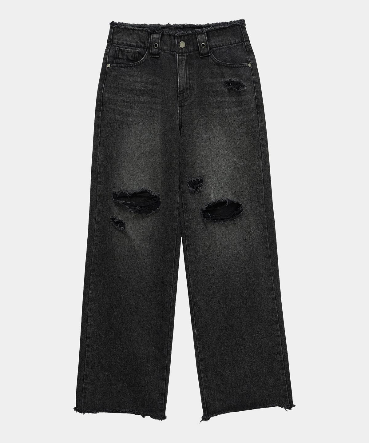 에트오소메(ETRE AU SOMMET) Wide Front Damage Denim Pants (Dark Gray)