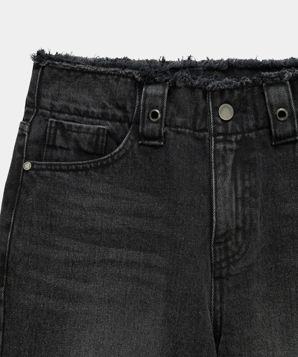에트오소메(ETRE AU SOMMET) Wide Front Damage Denim Pants (Dark Gray)