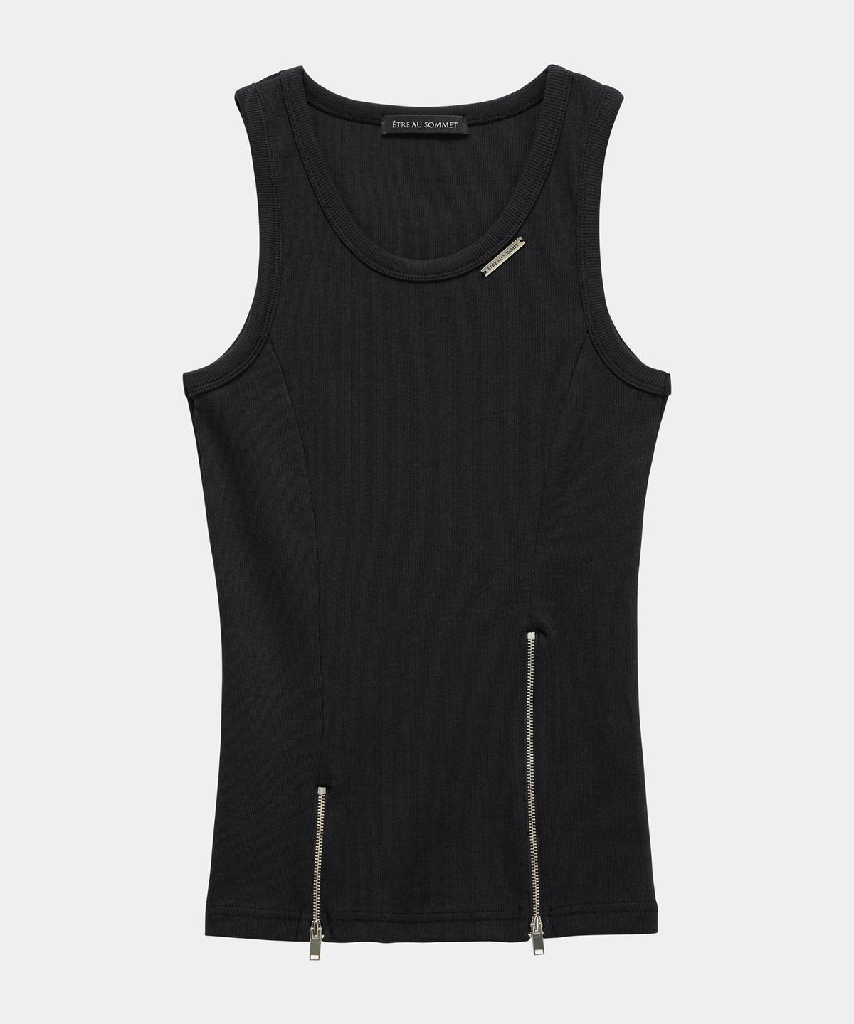 에트오소메(ETRE AU SOMMET) Unbal Panel Open Zipper Point Sleeve (Black)
