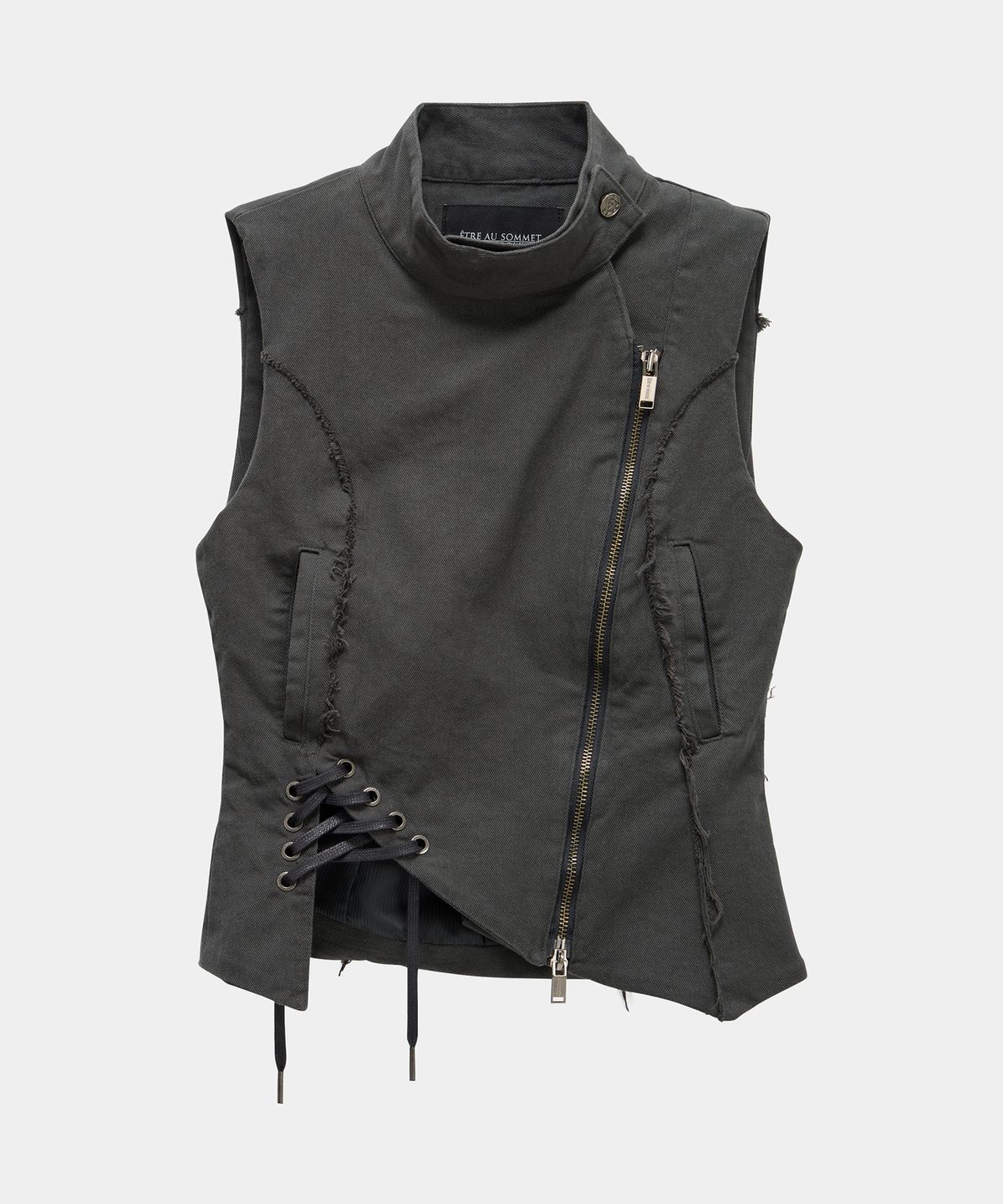 에트오소메(ETRE AU SOMMET) Diagonal Corset Vest (Dark Gray)