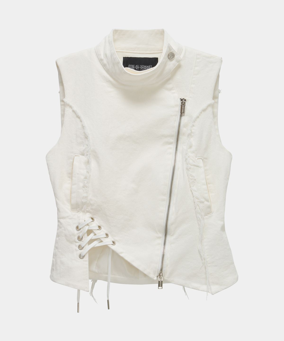 에트오소메(ETRE AU SOMMET) Diagonal Corset Vest (White)