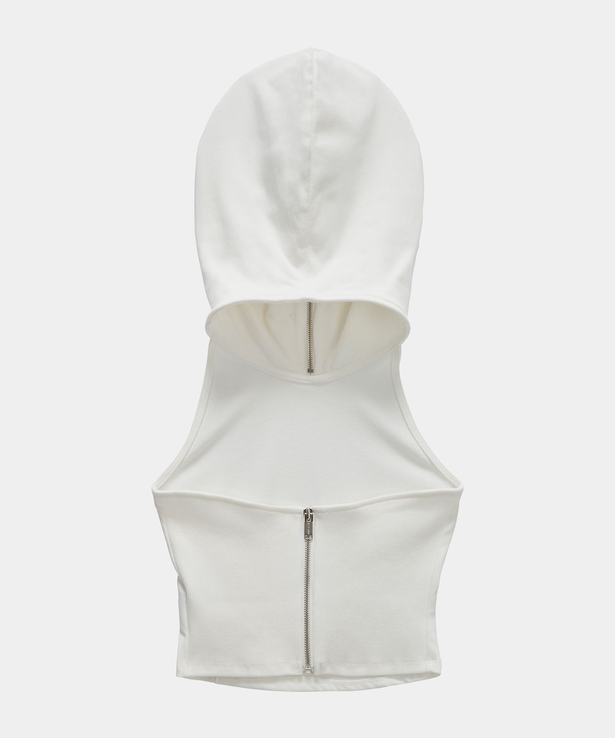 에트오소메(ETRE AU SOMMET) Zipper Halter Turtleneck Point Pocket Hoodie (White)