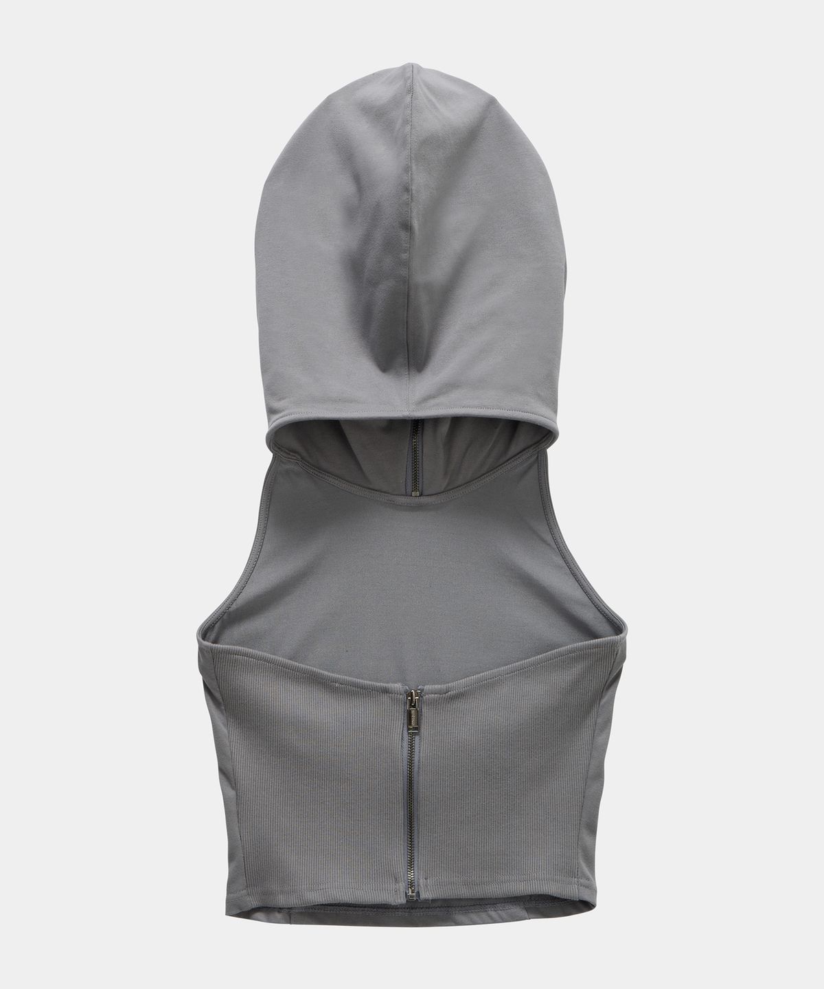 에트오소메(ETRE AU SOMMET) Zipper Halter Turtleneck Point Pocket Hoodie (Gray)