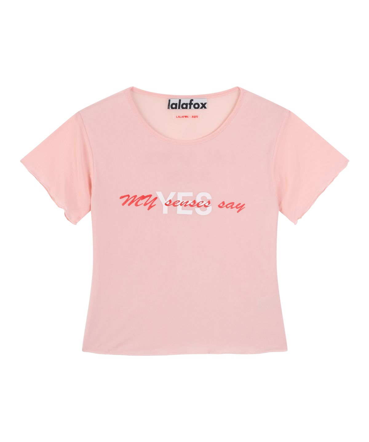 라라폭스(LALAFOX) 라라폭스X초감각 LAYERED SEE THROUGH YES TEE PINK BS2CH030