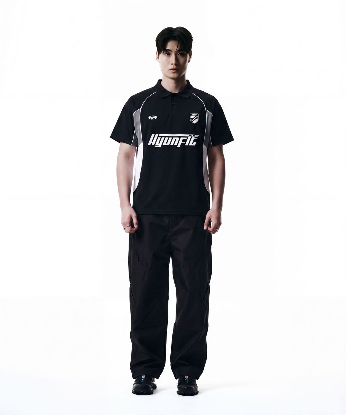 현피트(HYUNFIT) SPORTY COLLAR T-SHIRT-[BLACK]