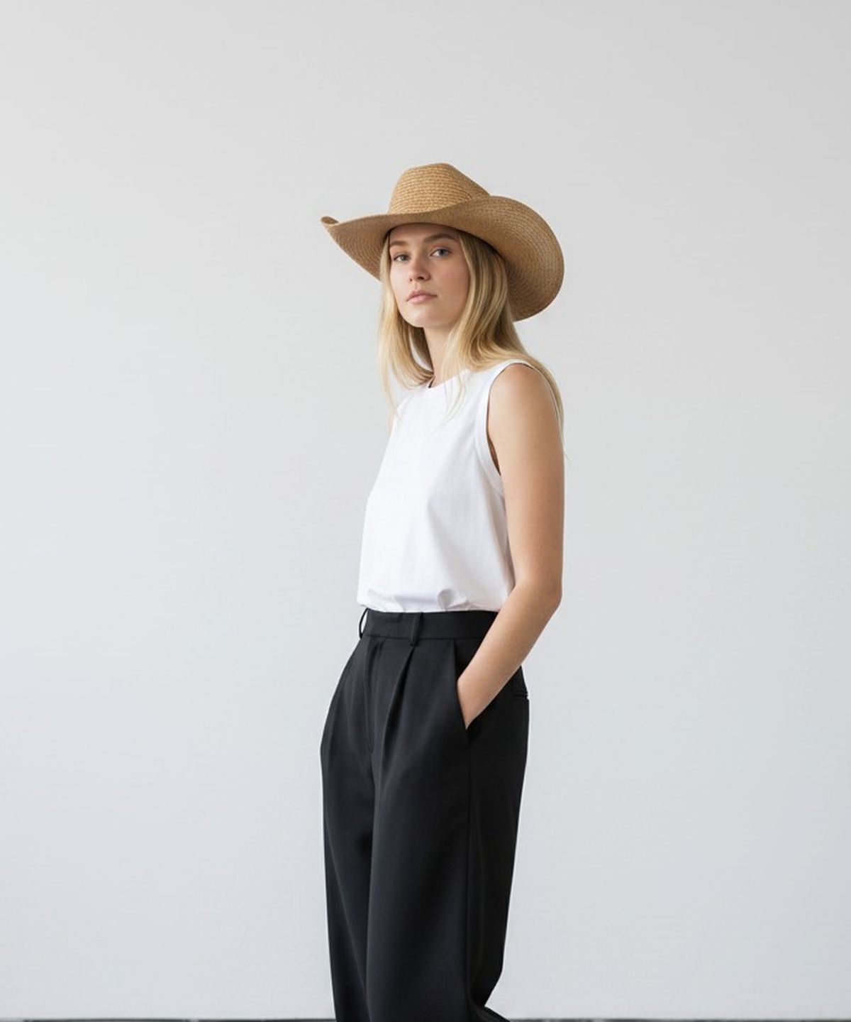 유니버셜 케미스트리(UNIVERSAL CHEMISTRY) Cowboy Beige Summer Fedora 카우보이모자