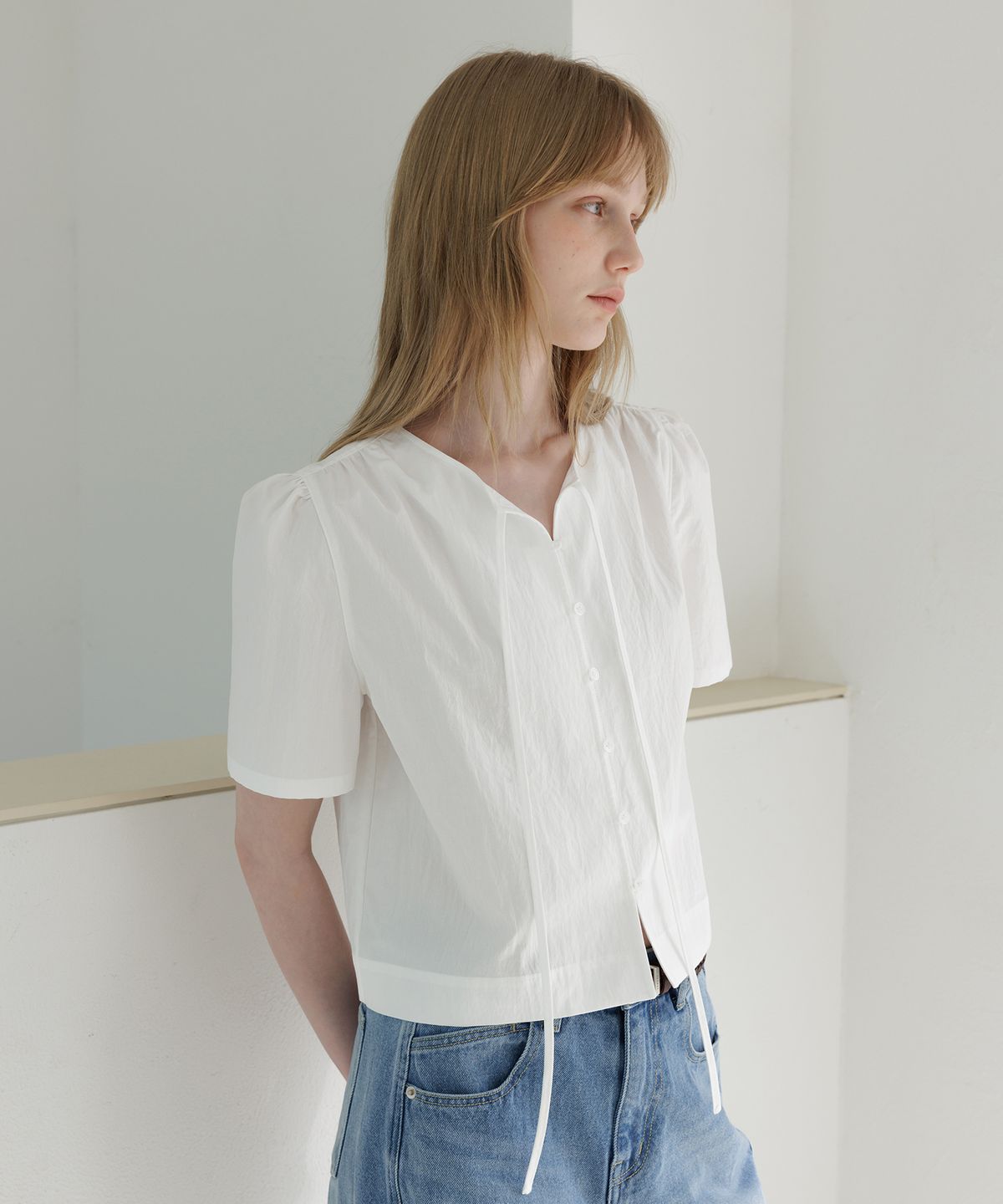 르메메(LEMEME) Marie Half-Sleeve Blouse_2colors