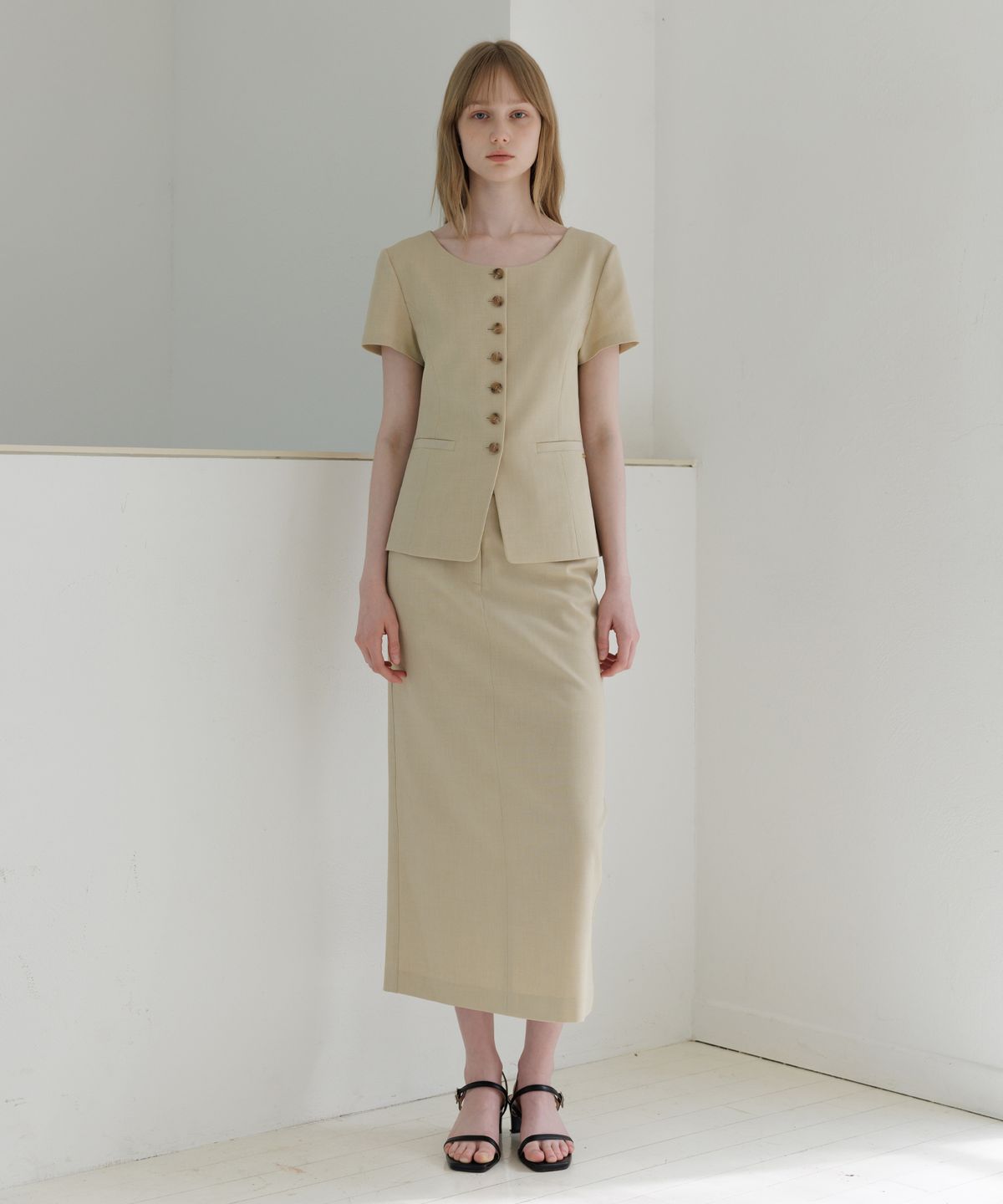 르메메(LEMEME) Elie Line Maxi Skirt_2colors
