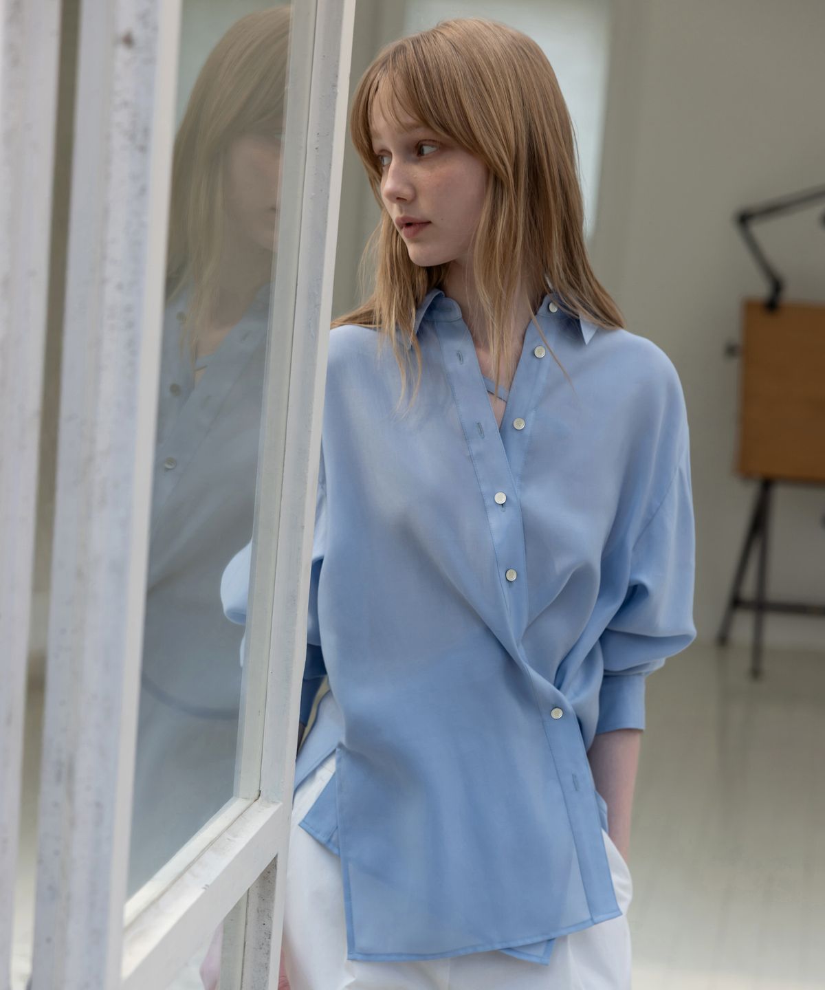 르메메(LEMEME) Brise Sheer Drape Shirt_2colors