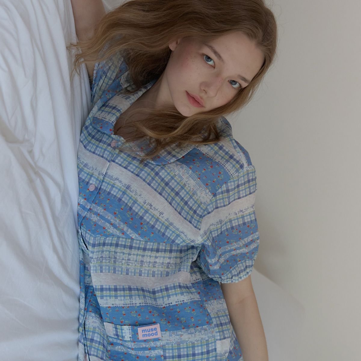 뮤즈무드(MUSEMOOD) [소프트조거반팔/레이온코튼] Berry Lace pajama 잠옷