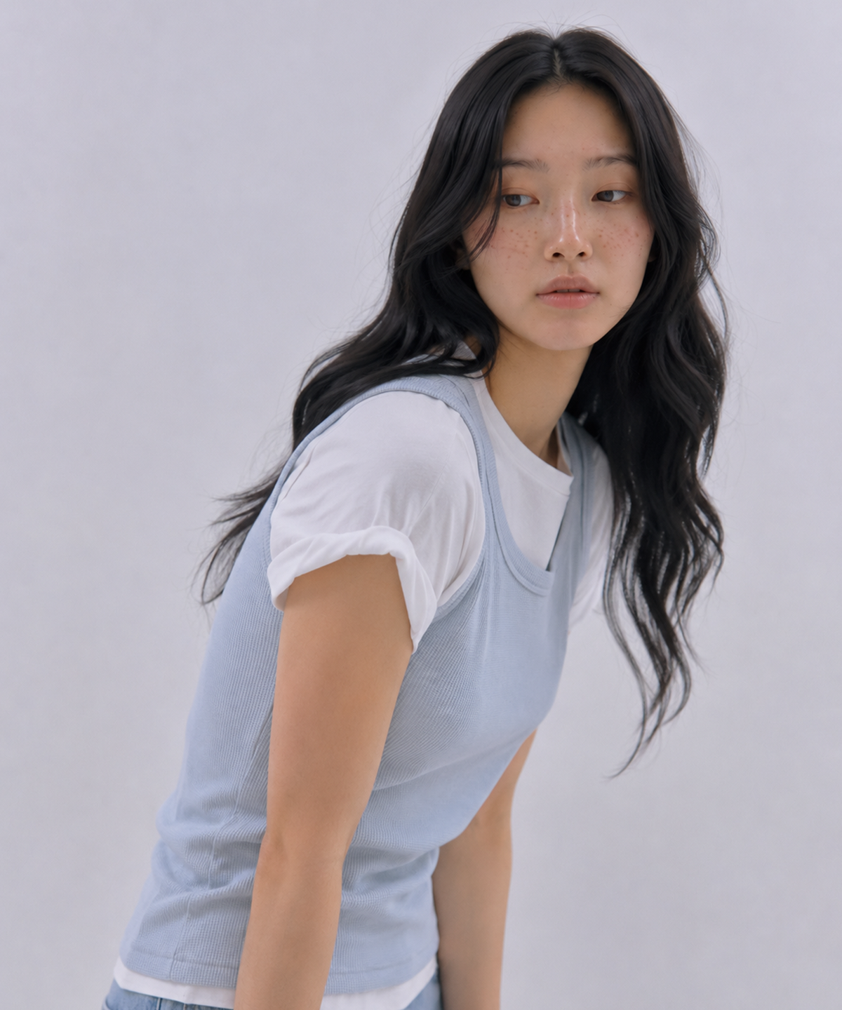 사유(SAYUU) 소프트 와플 슬리브리스 라이트 블루