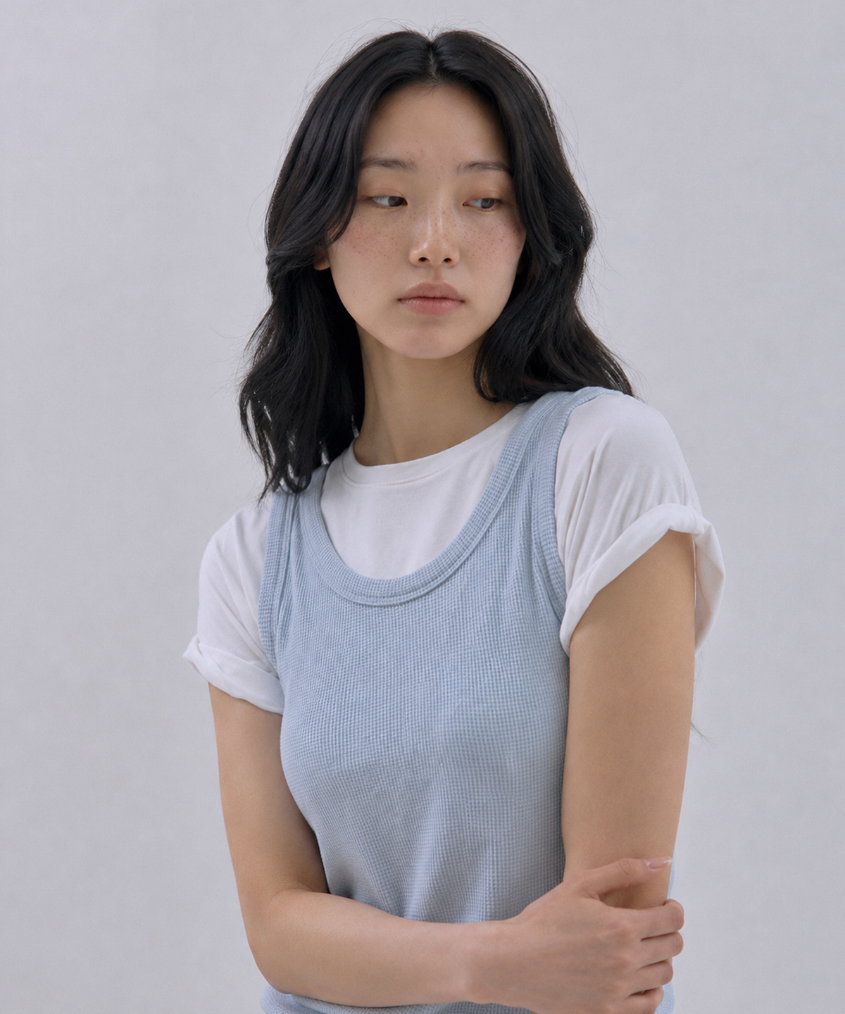 사유(SAYUU) 소프트 와플 슬리브리스 라이트 블루