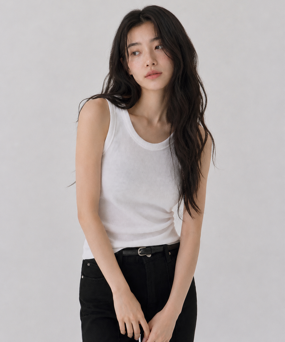 사유(SAYUU) 소프트 와플 슬리브리스 화이트