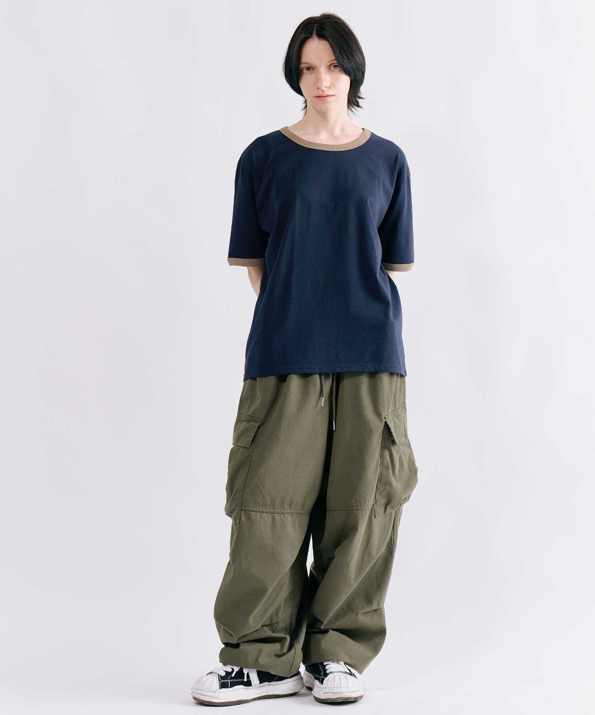 스미스아머(SMITHARMOR) [UNISEX] 릭스 코튼 와이드 스트링 카고 팬츠_카키