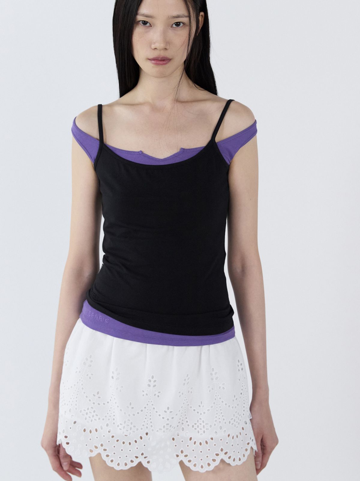 세릭(CERRIC) Eyelet Mini Skirt _ White