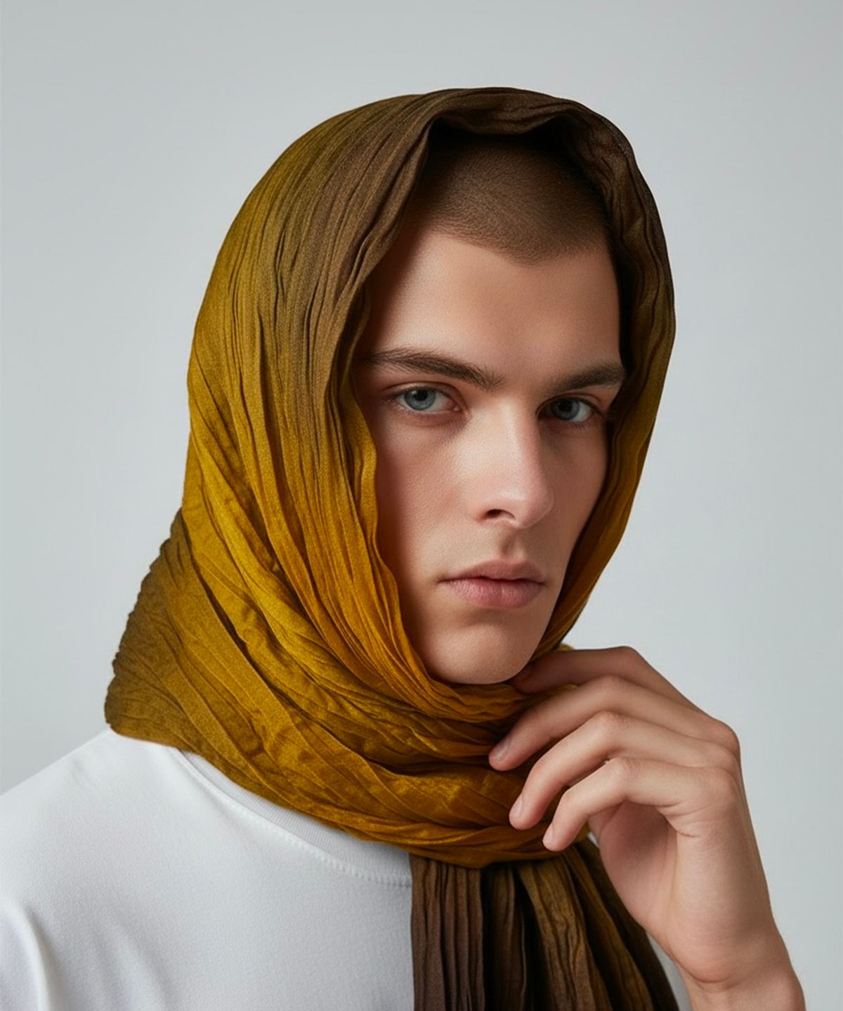본슬리피(BORN SLIPPY) Soft Crinkle Fade Dye Scarf (Mustard Smoke)