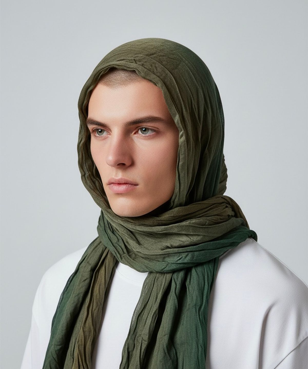 본슬리피(BORN SLIPPY) Soft Crinkle Fade Dye Scarf (Wet Forest)