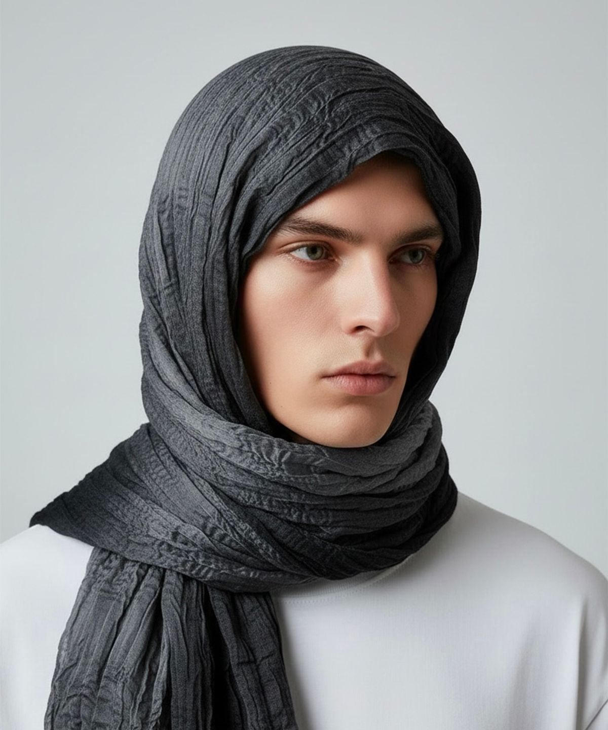 본슬리피(BORN SLIPPY) Soft Crinkle Fade Dye Scarf (Ash Smoke Drift)