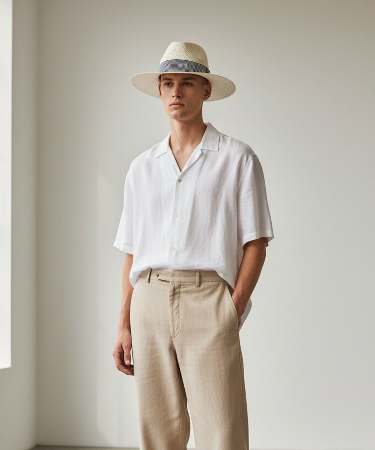유니버셜 케미스트리(UNIVERSAL CHEMISTRY) Swing Stripe Line White Fedora 여름페도라