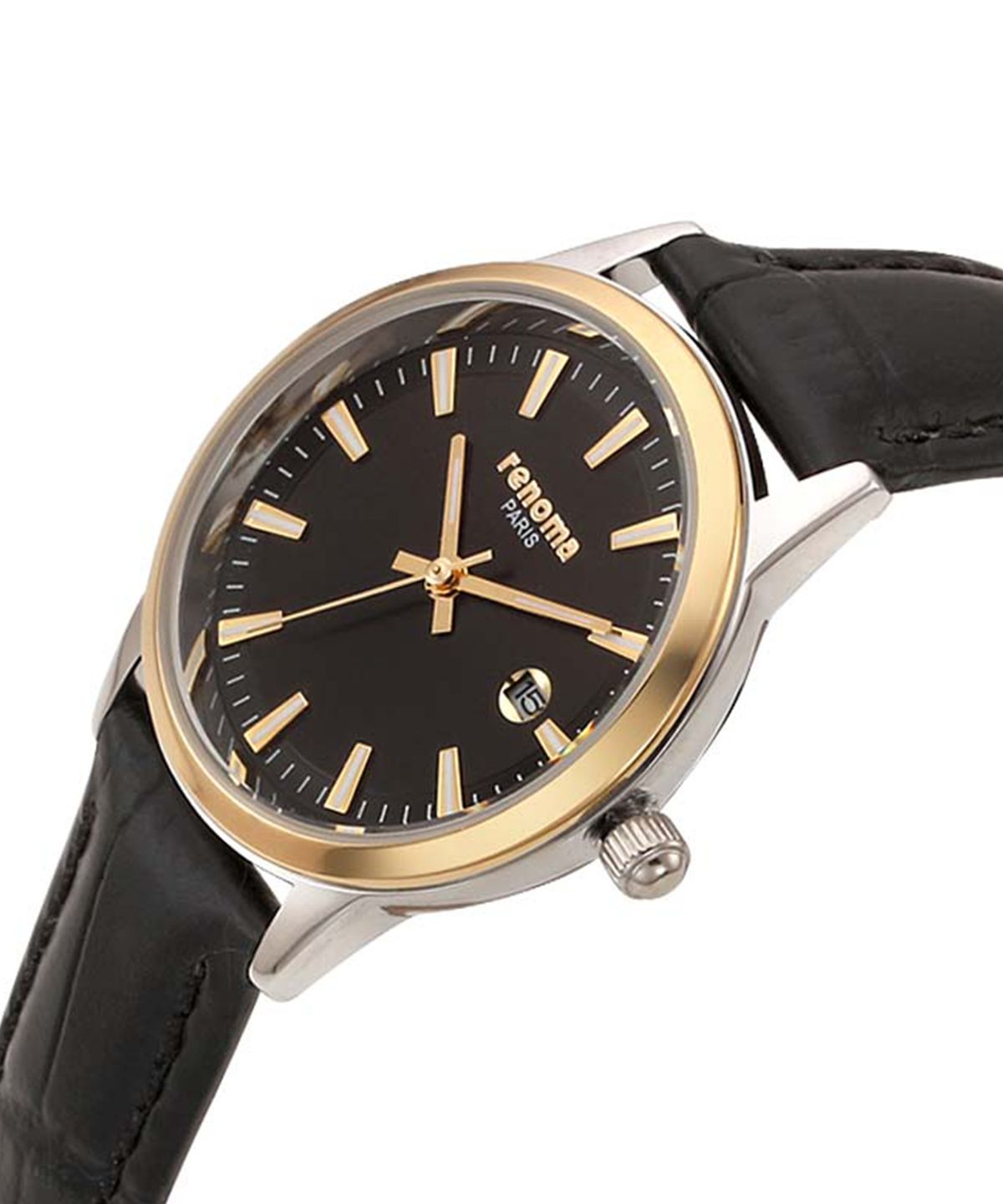 레노마 시계(RENOMA WATCH) 바 인덱스 골드블랙 여성 가죽시계 RE5505L GDBK