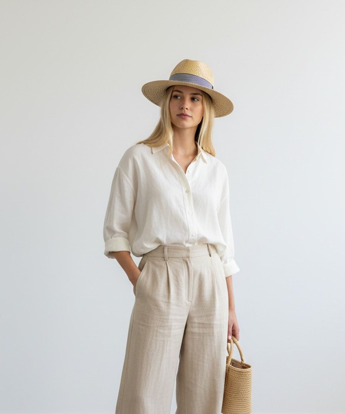 유니버셜 케미스트리(UNIVERSAL CHEMISTRY) Swing Stripe Line Beige Fedora 여름페도라