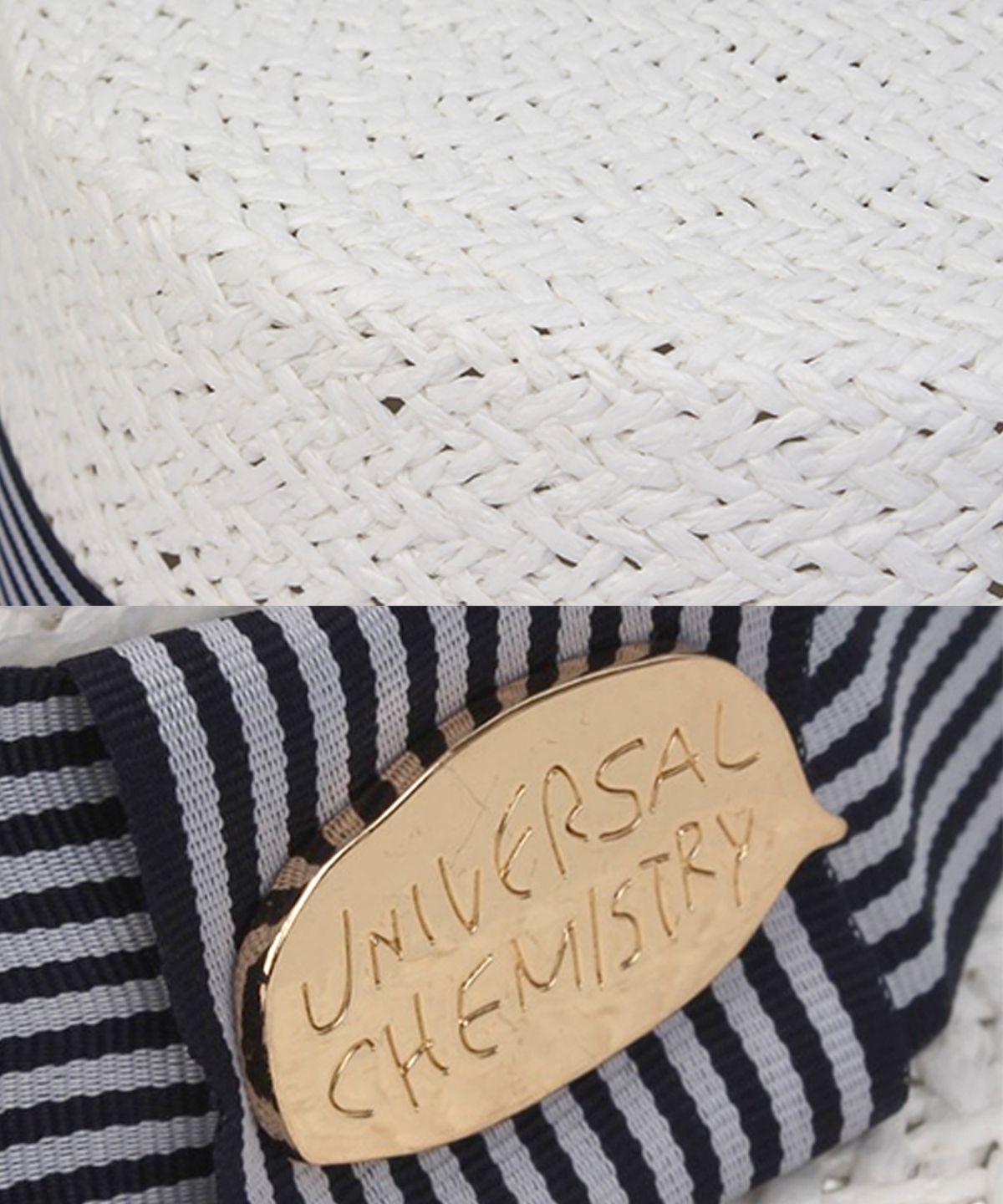 유니버셜 케미스트리(UNIVERSAL CHEMISTRY) Stripe Line White Short Panama Hat 파나마햇