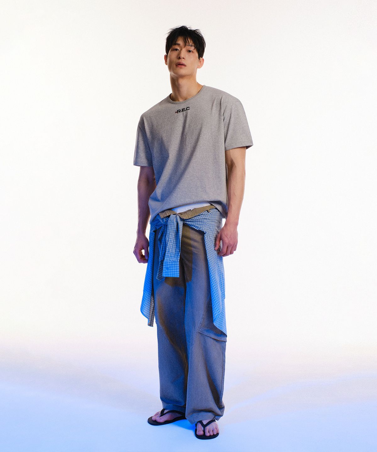레코딩하우스(RECORDINGHOUSE) REC ON AIR HALF SLEEVE [GREY]