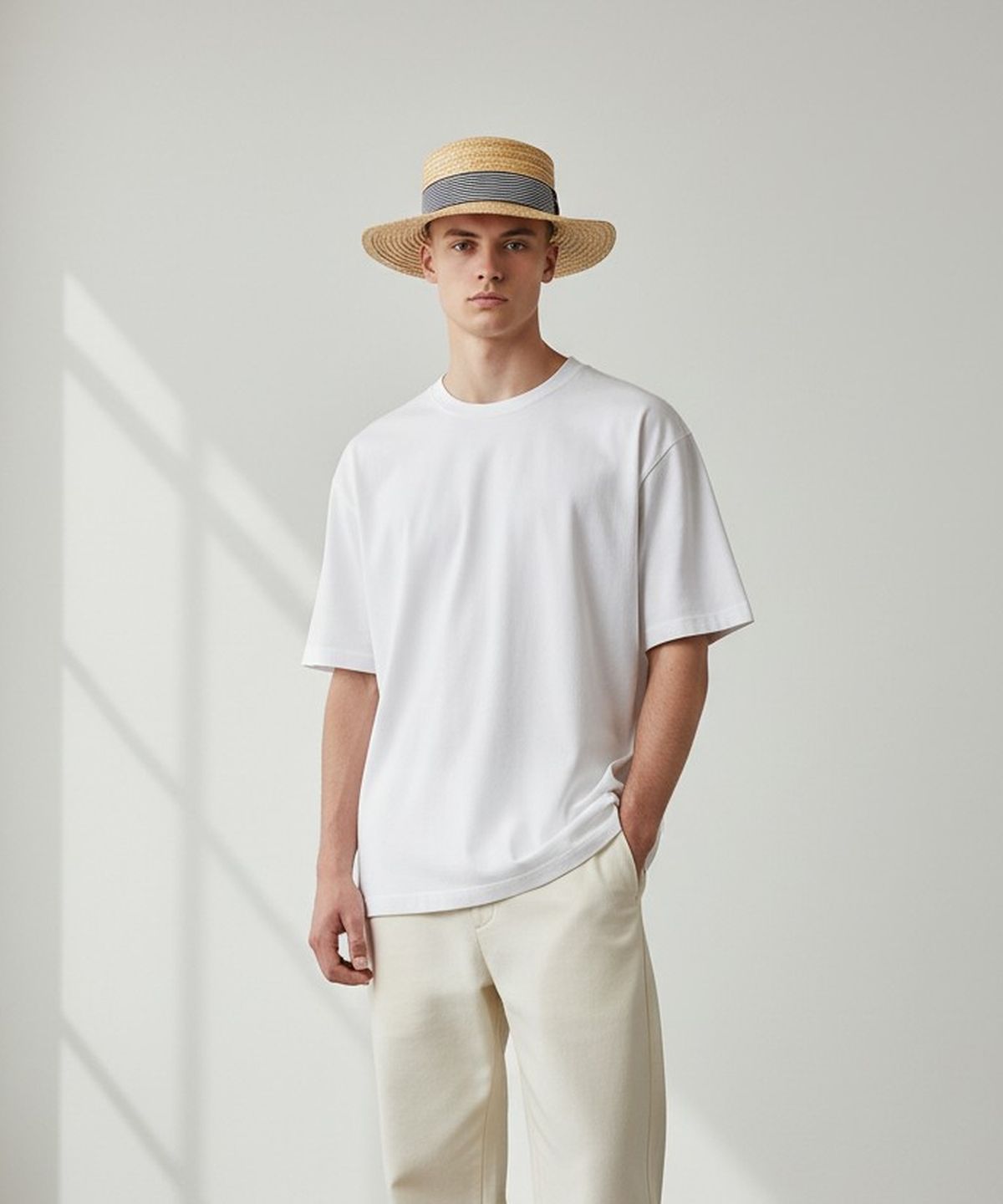 유니버셜 케미스트리(UNIVERSAL CHEMISTRY) Stripe Line Raffia Panama Hat 파나마햇