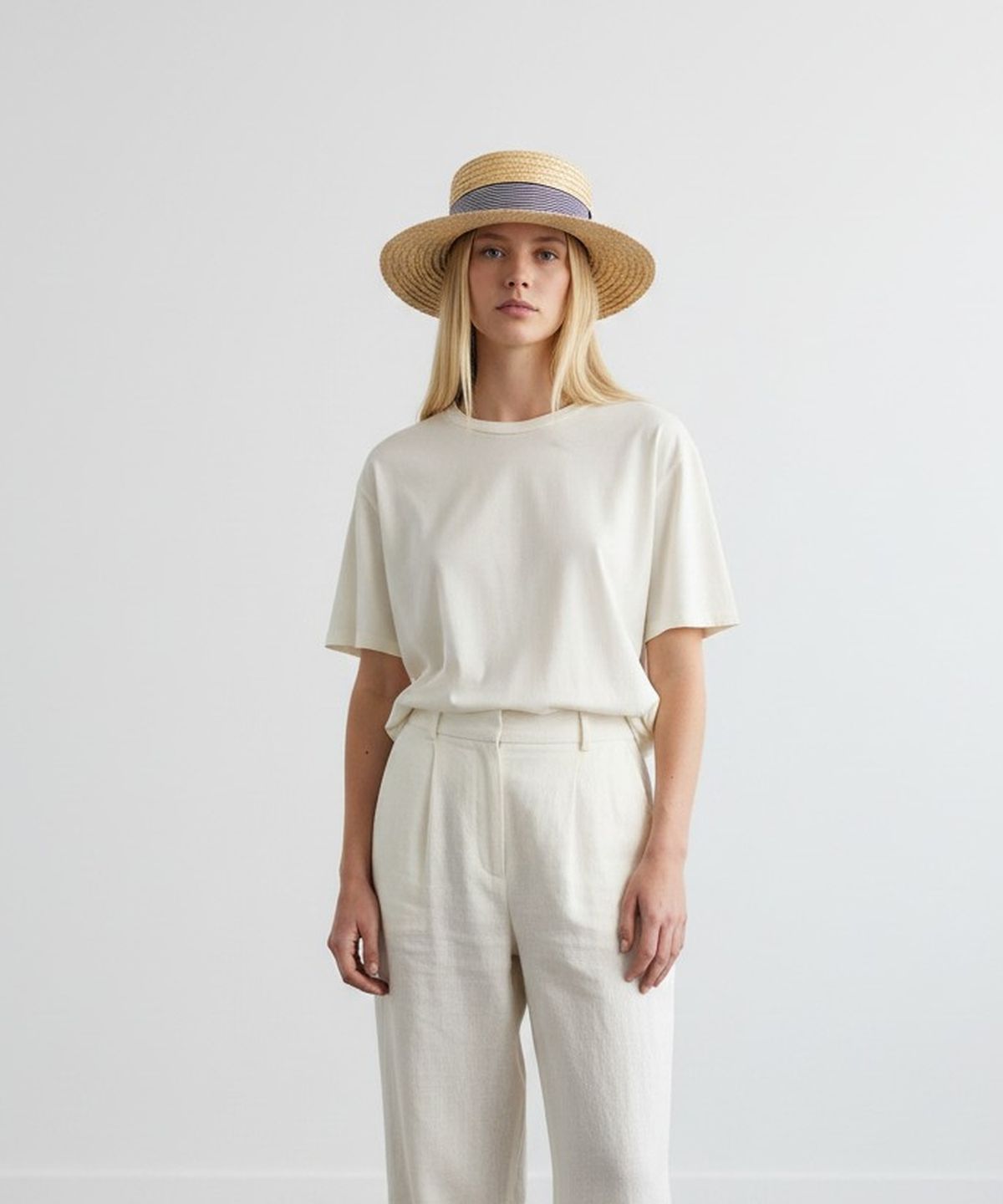 유니버셜 케미스트리(UNIVERSAL CHEMISTRY) Stripe Line Raffia Panama Hat 파나마햇