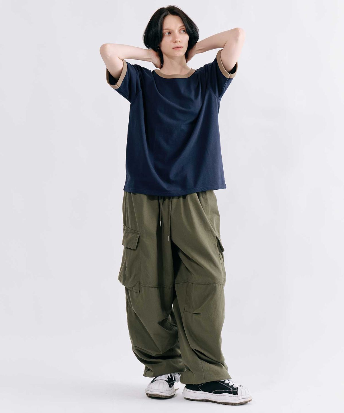 스미스아머(SMITHARMOR) [UNISEX]리노아 링거 세미크롭 티셔츠_네이비