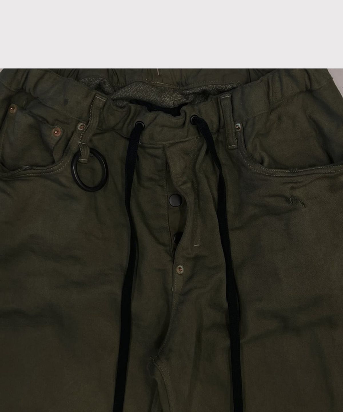 마이너스(MINUS) Home Flare Jeans With Damaged(INLAY DENIM) - OLIVE